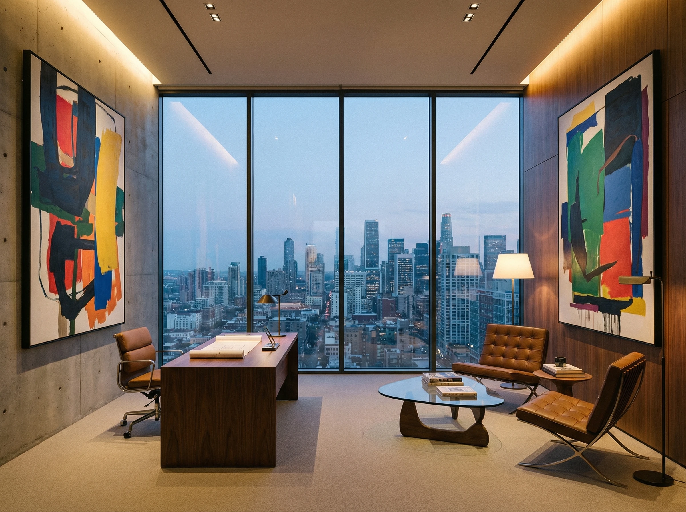 Modern kantoorinterieur met kunst